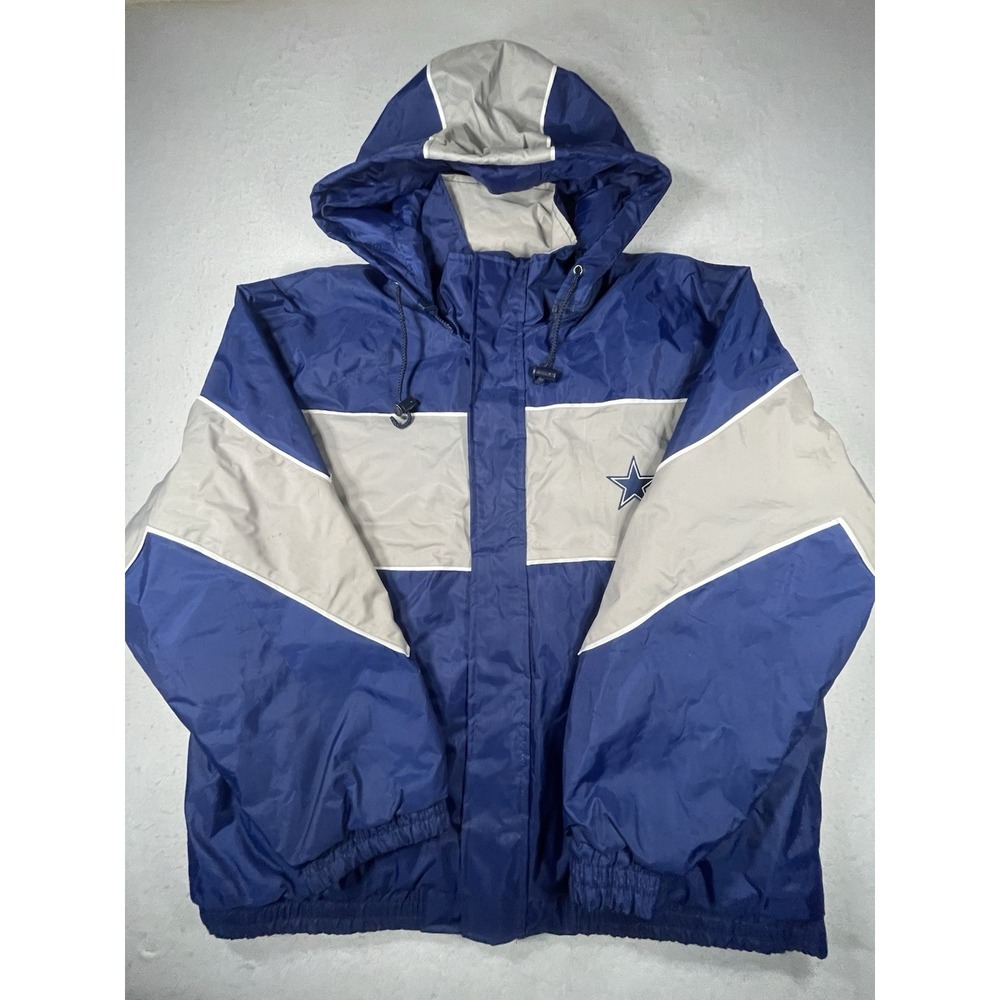 Vintage 90s Jeff Hamilton Dallas Cowboys Puffer Jacket‎ XL Hooded NFL Y2K